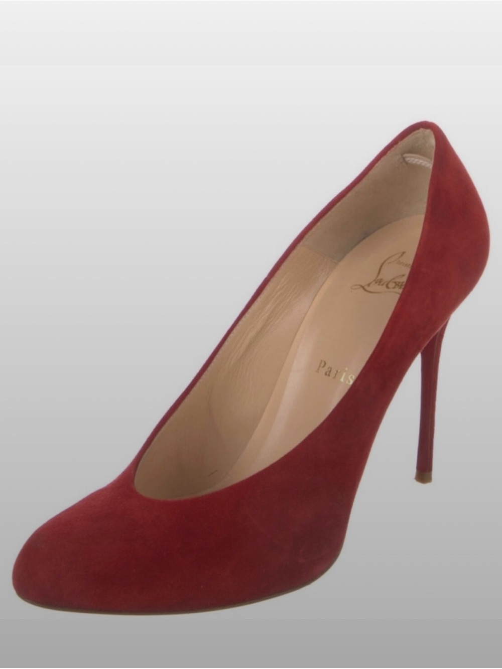Christian Louboutin Burgundy Red Suede Pointed Stiletto Pump